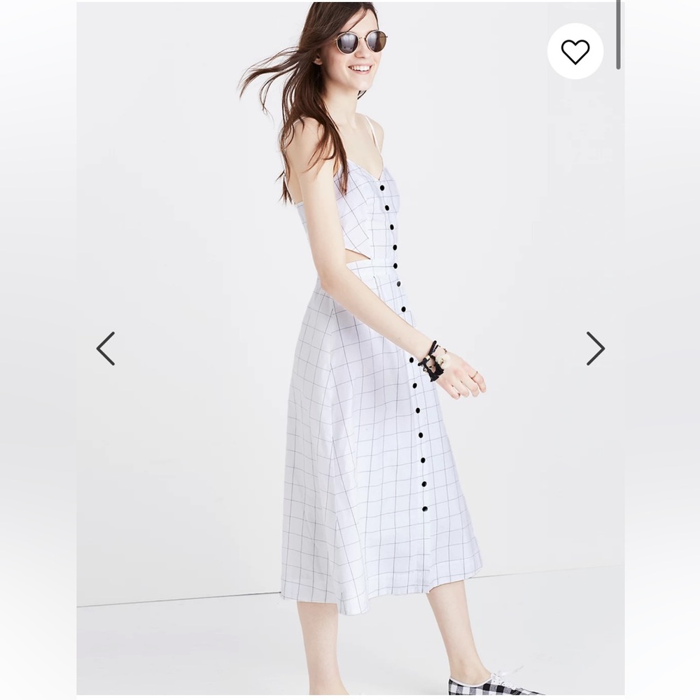 Madewell Windowpane Cutout Cami Midi Dress